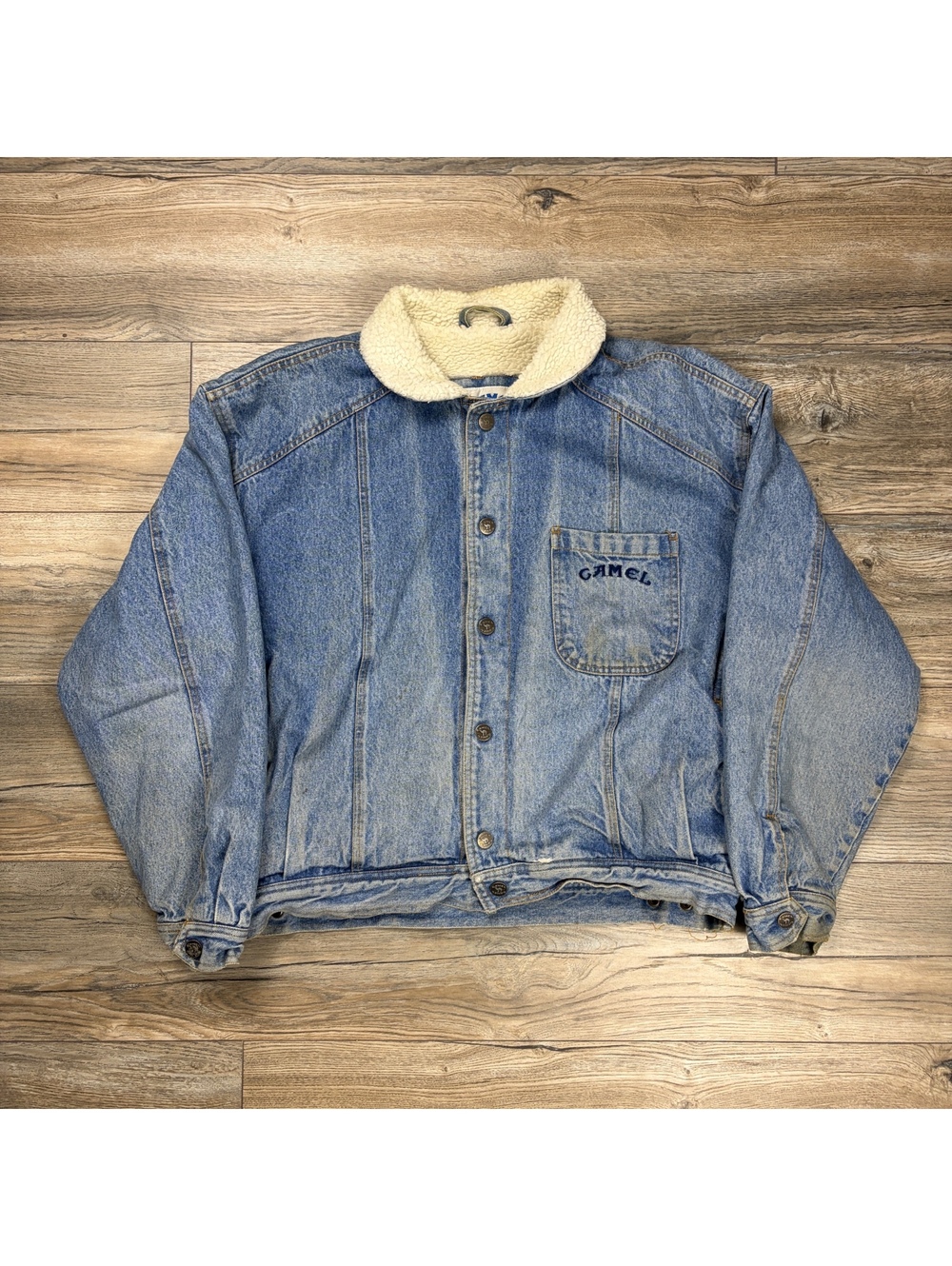 Vintage Camel Denim Sherpa Lined Jacket Size Large